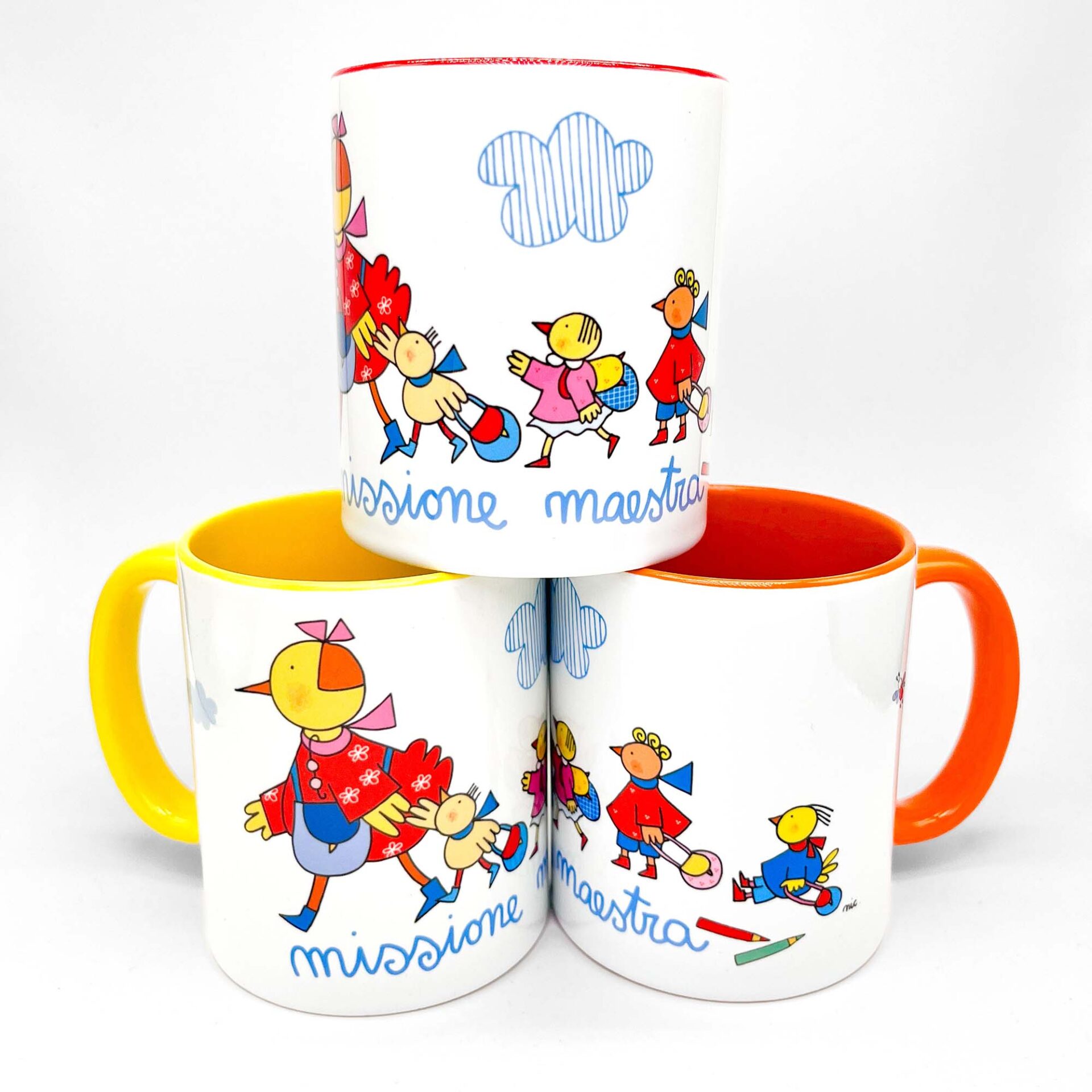 Tazza illustrata con scritta “Missione Maestra” di Nicoletta Costa