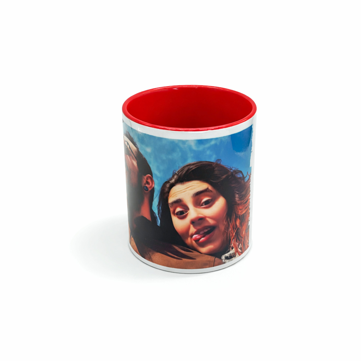 Tazza personalizzata San Valentino con foto stampata e interno rosso