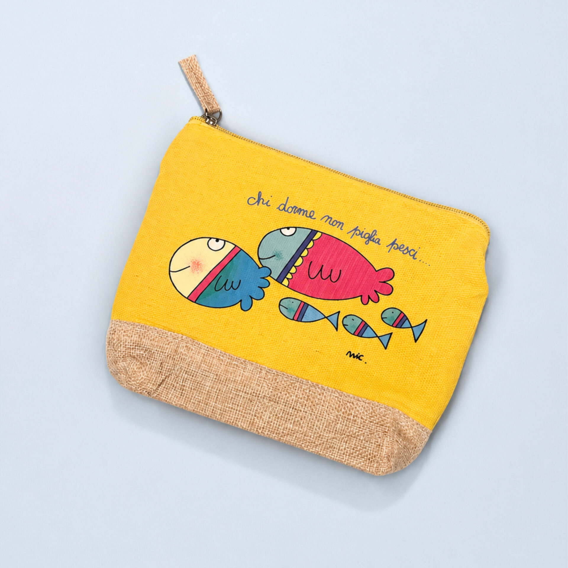 Pochette Pesci di Nicoletta Costa in cotone giallo