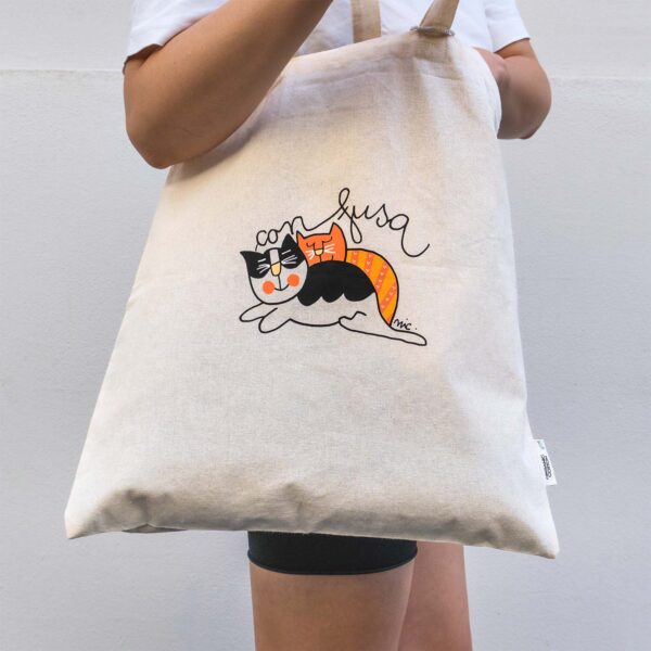 Shopper Gatti Con-Fusa di Nicoletta Costa in cotone naturale